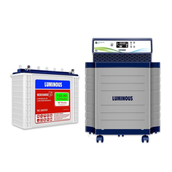 Luminous Inverter & Battery Combo with Trolley for Home, Office & Shops (Optimus 1250 Sine Wave Inverter, RC 18000 150 Ah Tall Tubular Battery & Trolley)